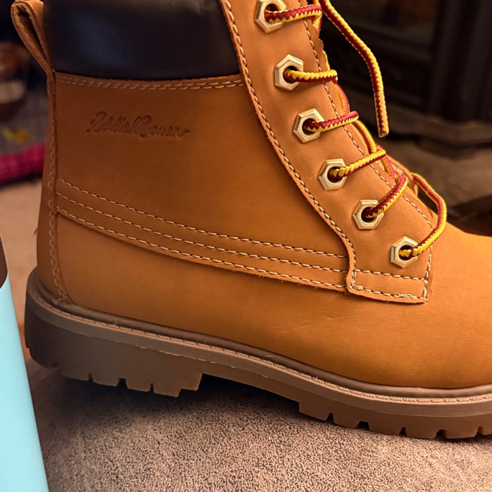 Tan Leather Boots with Red Laces